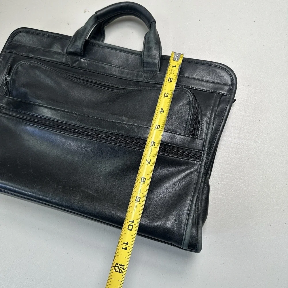 Vintage TUMI 9602D3 Napa Leather Laptop Briefcase Organizer Black Office Work